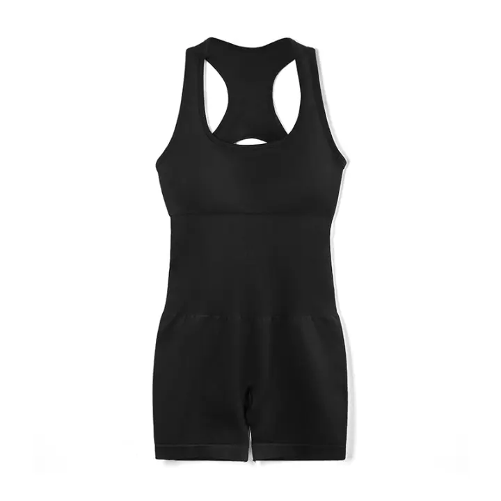 FKAFIT Mujeres Yoga Mamelucos Entrenamiento Acanalado Cuello cuadrado Sin mangas Verano Bodycon Playsuit Deportes Body corto - 1