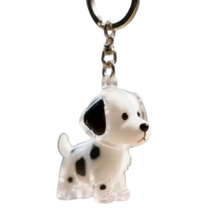 Caja de almacenamiento de pelo de perro con forma de perro de dibujos animados, llavero transparente hecho a mano para el pelo de mascotas, cuidado del cabello, colgantes para cachorros, mochila - 1
