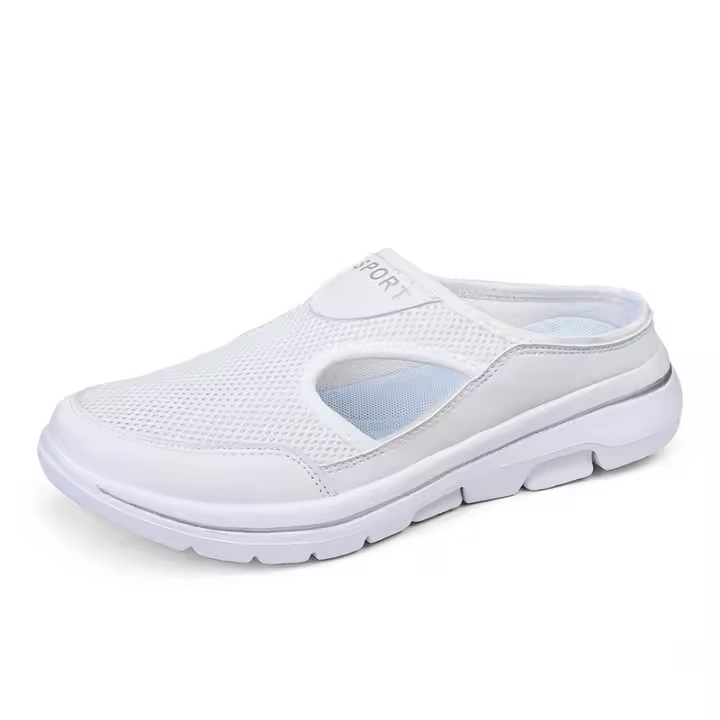 Zapatillas de tacón bajo con cabeza de pan para hombre y mujer, zapatos de suela gruesa, superficie de malla, Media Tuo grande, verano, 2023, 4748 - 1