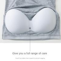 Camisola grande con cojín en el pecho para mujer, corsé elástico de Color sólido de talla grande para niña, ropa de calle, chaleco con tirantes para uso diario - details 6