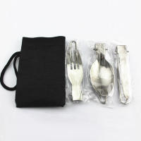 Juego de cubiertos portátiles de acero inoxidable, cubiertos plegables para acampar al aire libre, viajes, Picnic, cuchillo, cuchara, tenedor, vajilla, 3 piezas por juego - details 1