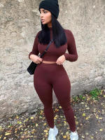 Conjunto deportivo de dos piezas de manga larga, nuevo traje informal de moda para mujer - details 31
