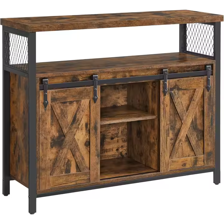Almacenamiento, con 2 Puertas Correderas, 33 x 100 x 80 cm, Estantes Ajustables, para Salón - 1