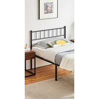 Cama de Metal Moderna con somier, Cama Doble/Individual, Marco de Cama con cabecero, Cama de Invitados, Cama Juvenil, para Dormitorio, habitación de Invitados, 90 x 190 cm/Blanco - details 9