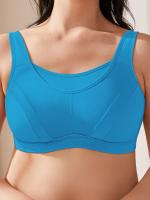 Sujetador deportivo de talla grande para mujer, color liso, holgado, cómodo y transpirable, adecuado para deportes y uso diario. - details 0