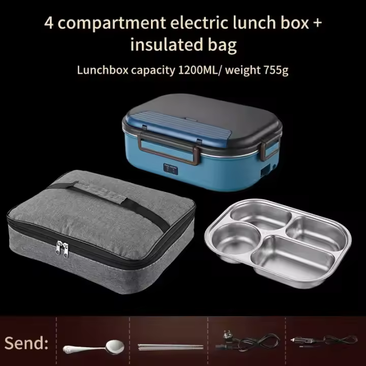Fiambrera Eléctrica con Calefacción Bento de Acero Inoxidable Portátil para el Hogar - 1