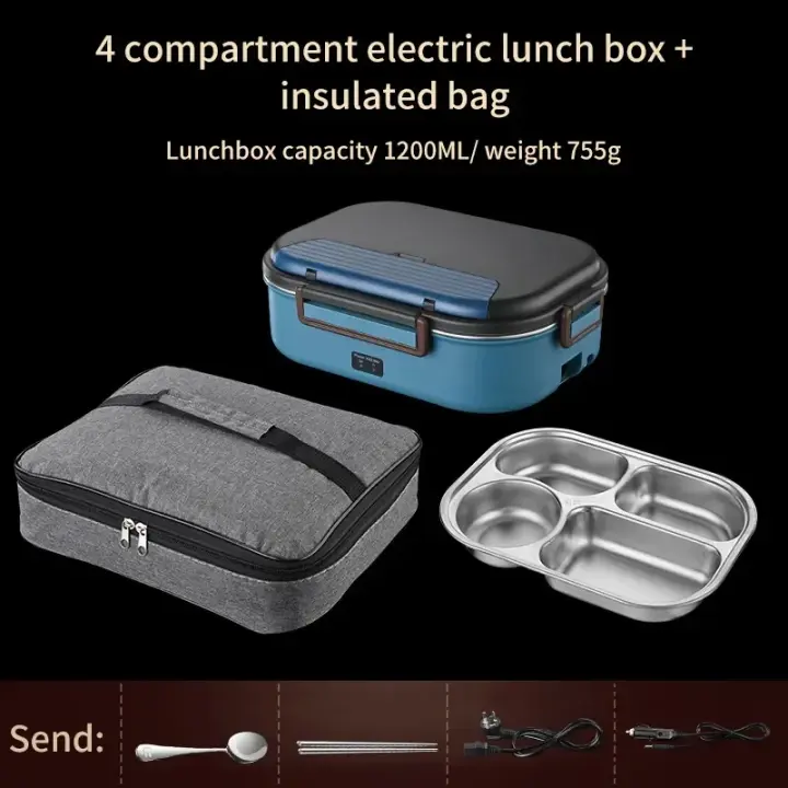 Fiambrera Eléctrica con Calefacción Bento de Acero Inoxidable Portátil para el Hogar - 1