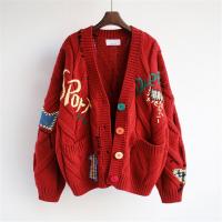 Cárdigan de punto cálido para mujer, chaqueta bordada con bolsillos, abrigo holgado, otoño e invierno, 2023 - details 16