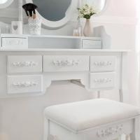 tocador de Maquillaje, Estilo Vintage, Espejo Giratorio, Taburete Acolchado, 4 cajones, Elegante, Muebles Dormitorio, tocador con Espejo, Espejo Maquillaje, tocadores de Maquillaje - details 45