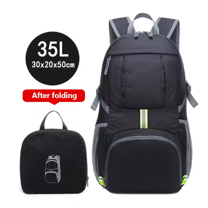 Mochila impermeable plegable de 35L, bolsa ligera de almacenamiento para exteriores, con estampado sólido, para acampar, montañismo y viajes - 1