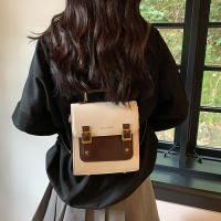 Mini mochila para mujer, nueva moda, versátil, de gran capacidad, bandolera doble con bloques de Color para niñas, bolso escolar pequeño de viaje a la moda - details 17