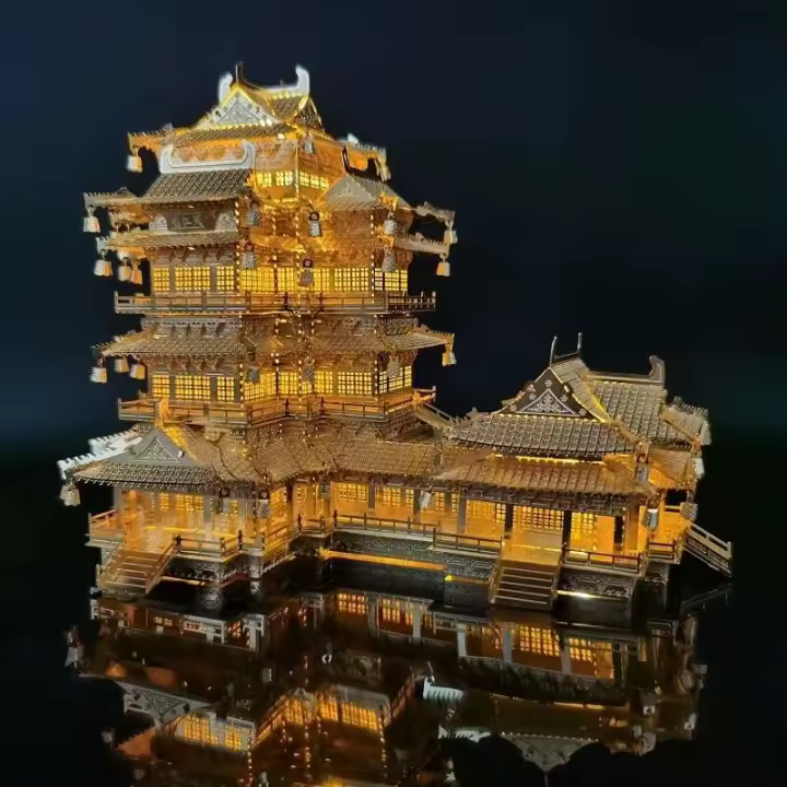 Rompecabezas de metal del océano Torre YueJiang Diy 3D láser Metal ensamblar kits de modelos rompecabezas juguetes MMZ002 - 1