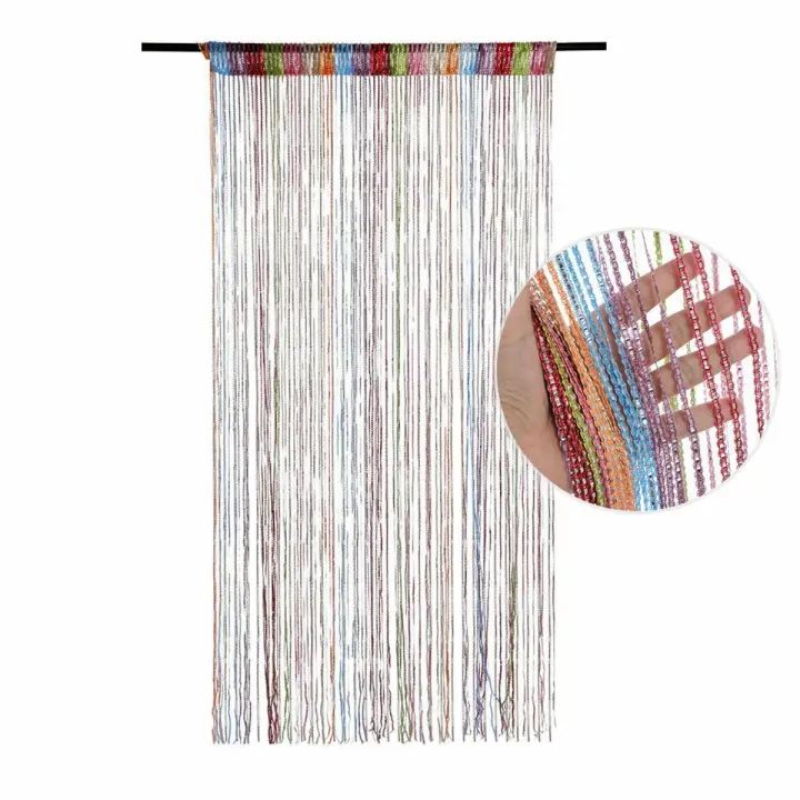 Cortina colgante con cuentas para puerta y ventana, divisor de cenefa con borlas para sala de estar, 100x200cm - 1
