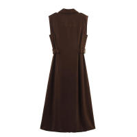 Vestido Midi sin Mangas de Verano 2025 Diseño de Cintura en Punto, Falda Grande, Moda Casual de Alta Gama para Mujeres - details 3