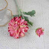 Crisantemo Artificial de 2 cabezas, flor de crisantemo de seda de tacto Real hecha a mano, flor de Dalia de simulación realista que no se decolora - details 3