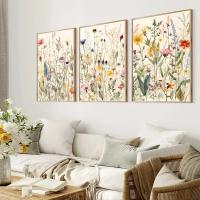 Pintura de Lienzo de Paisaje Botánico Moderno con Hojas de Flores Salvajes Posters de Arte para Decoración del Hogar Habitación Sala de Estar Marca JUBEER Material Lienzo - details 1