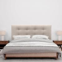 Pro 2 hileras Botones Cabezal tapizado Cama Lujo (Tela Beige, 150x50cm (Camas 150/160)) - details 3