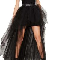 2025 Hi-Lo falda tutú gótica Punk tul suave cintura elástica red de malla alta y baja disfraz de Halloween Cosplay Maxi vestido de mujer - details 3