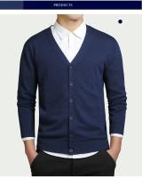 Chaqueta de hombre, suéter, cárdigan de algodón con cuello en V, suéter de punto fino para hombre - details 3