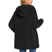 Chaqueta casual con botones de bolsillo y capucha polar para mujer - details 2