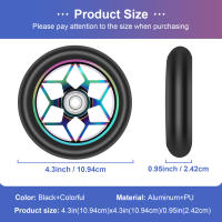 Ruedas de Pu coloridas para patinete eléctrico, accesorios para Scooter de 2 piezas, 110mm, gruesas, con rodamientos, color negro - details 3