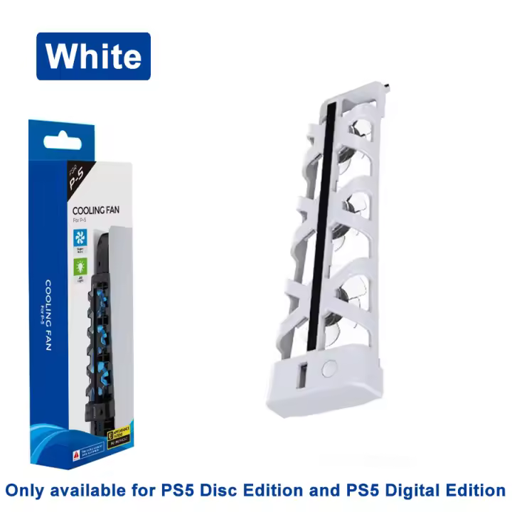 Accesorios para PS5, 3 ventiladores, sistema de refrigeración eficiente con luz LED para Sony Playstation 5, PS 5 Disc y consola de edición Digital - 1
