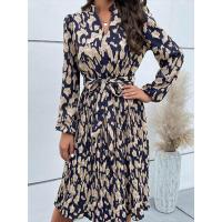 Vestido estampado elegante y bonito para primavera y otoño con cuello en V, nuevo en vestidos de manga larga de estilo coreano para mujer - details 3