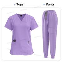 Exfoliante médico, bata quirúrgica de enfermería, exfoliante elástico de alta calidad, uniforme de color sólido para atención médica, ropa de trabajo al por mayor, unisex - details 6