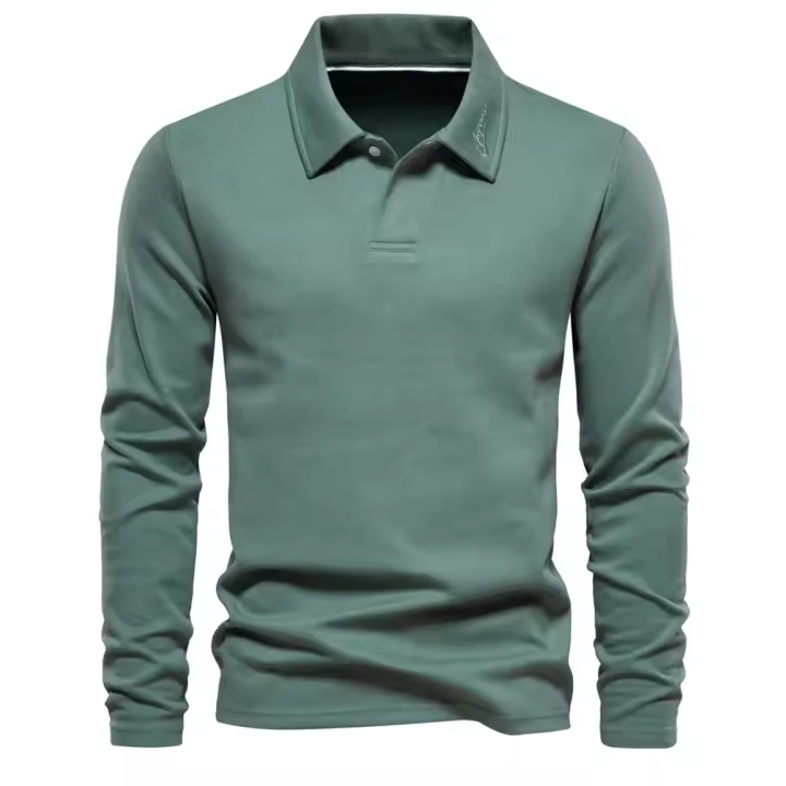 polos hombre manga larga ropa hombre día del padre Nuevo bordado Polo de manga larga para hombres Cuello vuelto Hombres Casual Negocios sociales Polos Camisa de golf de lujo Hombre - 1