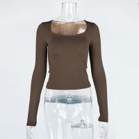 Camiseta sexy de manga larga con cuello cuadrado para mujer, tops con medias, 2025 - details 1