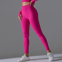 Hamidou-Pantalones deportivos de Yoga para mujer, mallas de cintura alta y caderas ajustadas, glúteos de melocotón, pantalones de Yoga desnudos de cintura alta - details 14