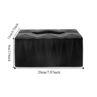 Caja de pañuelos minimalista duradera, caja de pañuelos de plástico impermeable, contenedor de pañuelos blanco y negro a prueba de polvo para dormitorio - details 0