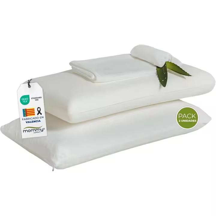 Viscoelastica 70 cm - Funda Lavable Aloe Vera Plus Confort, Almohadas Viscoelasticas Adaptables al Cuello, Doble Funda Cremallera, Termoreguladora, Fabricada en Valencia - 1