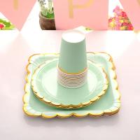 Vajilla Desechable de Papel con Encaje Platos y Tazas para Boda, Fiesta de Cumpleaños, Babería - details 2