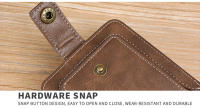 Cartera pequeña Vintage para hombre, monedero corto de cuero PU, Color sólido, con cierre y cremallera - details 18