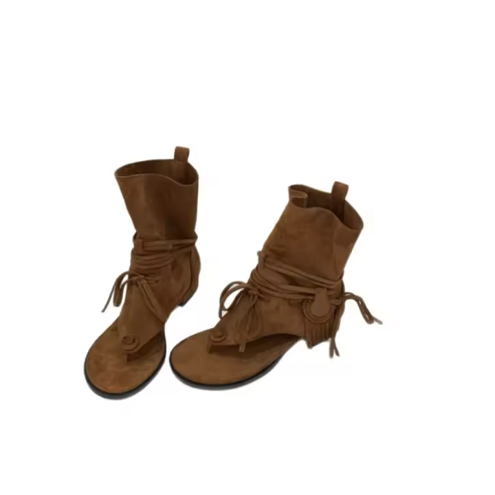 Nuevas Botas de Verano 2025 Punta de Calzado de Aguja Sandalias Cubiertas de Suela Plana - 1