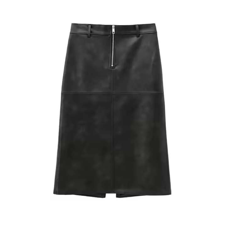 BUNO-Taop & Za otoño nueva moda mujer estilo Casual versátil Simple y de gama alta decoración con cremallera falda de medio cuerpo - 1
