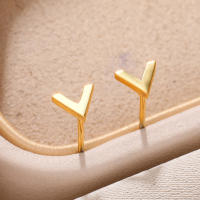 Pendientes Stud Letra V Para Mujer Joyería Minimalista De Acero Inoxidable Arete Piercing Regalo Accesorios De Moda - details 7