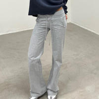 BUNO-Pantalones acampanados lisos básicos informales para mujer Y2K, pantalones ajustados de cintura baja con corte de bota, moda de otoño y primavera 2024, ropa de calle para mujer - details 3