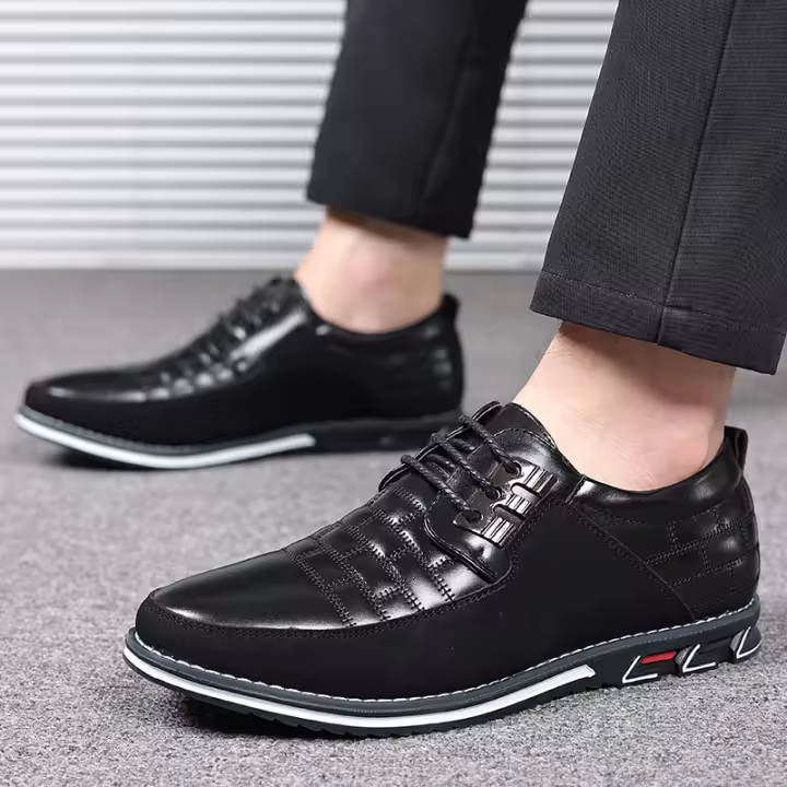 Zapatos de Vestir de Cuero Genuino Oxford para Hombres Negros, Marrones, Tallas Grandes 38-48 - 1