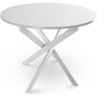 Mesa de comedor redonda |   Madera de Roble con Patas Cruzadas Blancas |   90 x 75 cm. - details 2