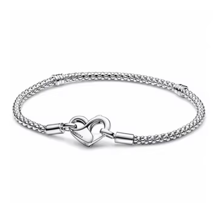 Pulsera con dijes en forma de corazón de amor eterno de Plata de Ley 925, dijes de cuentas, colgantes, joyería fina para mujeres y niñas - 1