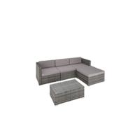 Sofá de Ratán con Taburete Conjunto Jardín Sillón Mueble Exterior con Almohadillas Gruesas - details 8