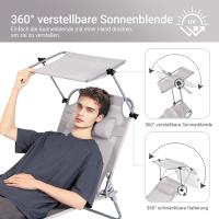 Tumbona, Tumbona de Relación con Respaldo Reclinable y Parasol, Tumbona Plegable OGS48-MI ES - details 6