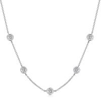 Collar de Moissanita de 5 Piedras Certificado GRA Gargantilla de Burbujas de Oro Plateado 18K - details 3