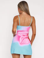 Vestido ajustado sin mangas con espalda descubierta y tirantes finos con estampado floral para mujer G25DS058 - details 12