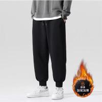 Pantalones casuales de color sólido de gran tamaño deportivos de terciopelo cálido suelto para hombres - details 0