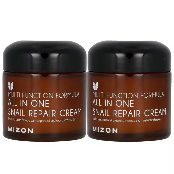 MIZON Mucina de caracol reparadora todo en uno con 12 extractos naturales Crema de recuperación coreana para el cuidado de líneas finas y manchas (paquete de 2,53 onzas líquidas) - 1