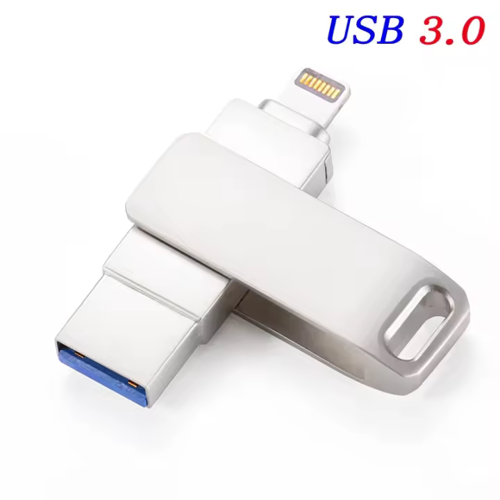 JASTER Flash Drive de Alta Velocidad de 256GB Cable USB 3.0 para Iphone Lightning Plata OTG - 1