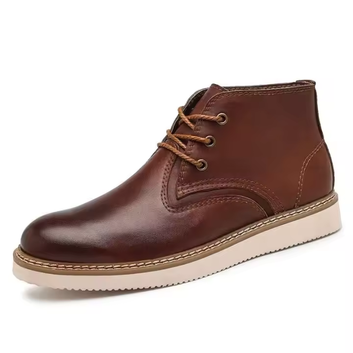 Zapatos de trabajo informales de cuero con tobillo alto Martin American y botas de moto rojas de invierno Oxford para hombre - 1